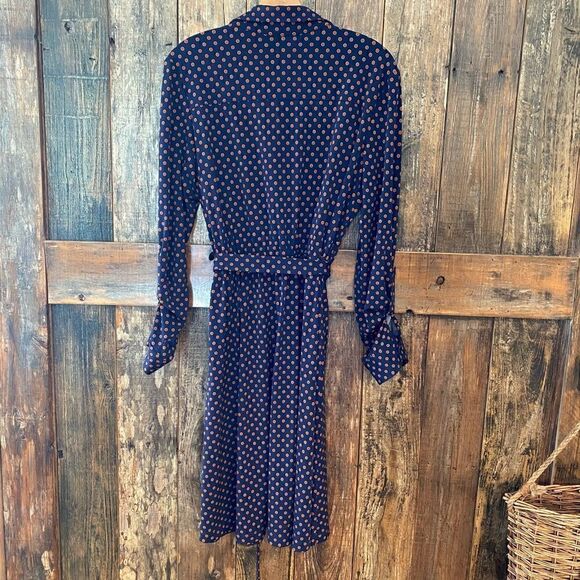 Coldwater Creek Sz 12 Blue Orange Circles Classic ‘90s Work Career Shirtdress - Picture 3 of 11